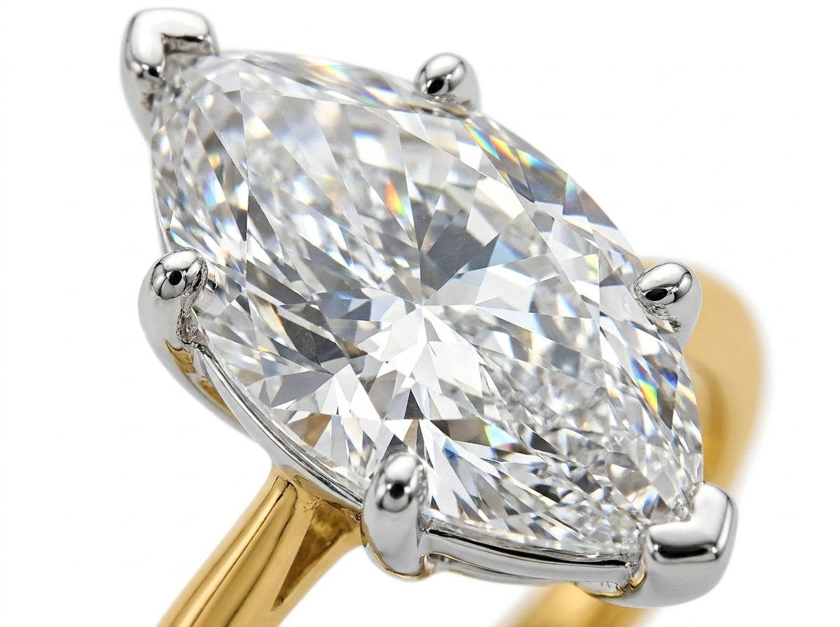 5 carat marquise lab grown diamond engagement ring - macro sparkle