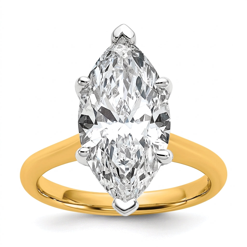 5 carat marquise lab grown diamond engagement ring - top down flat