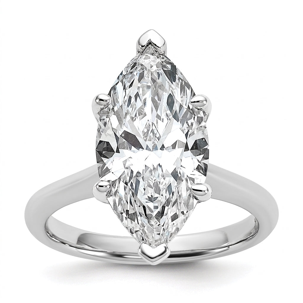 5 carat marquise lab grown diamond engagement ring - top down flat