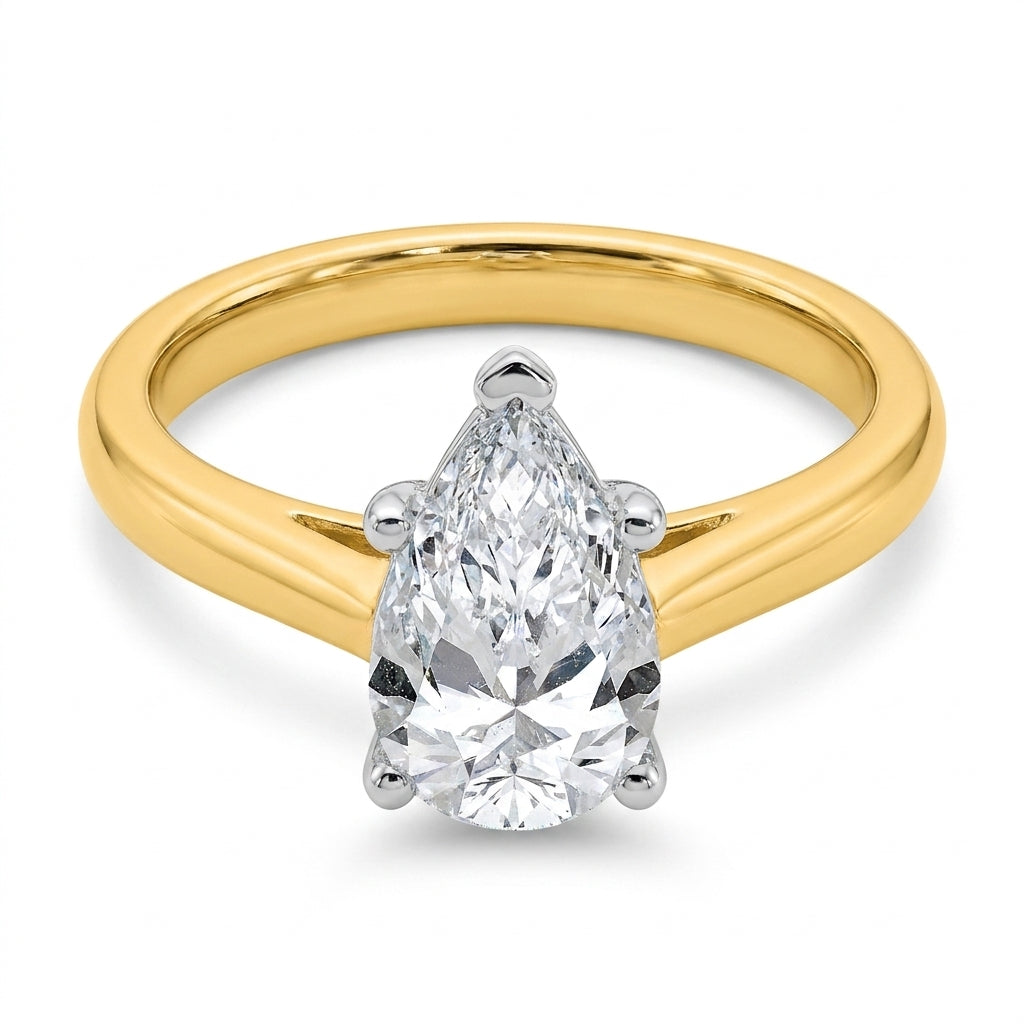 1 carat pear lab grown diamond engagement ring - top down flat