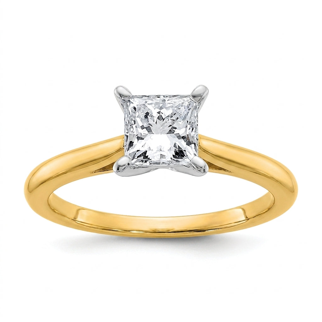 1 carat princess lab grown diamond engagement ring - top down flat