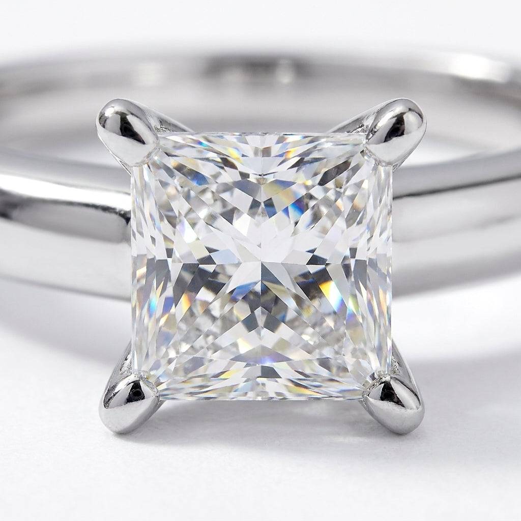 1 carat princess lab grown diamond engagement ring - macro sparkle