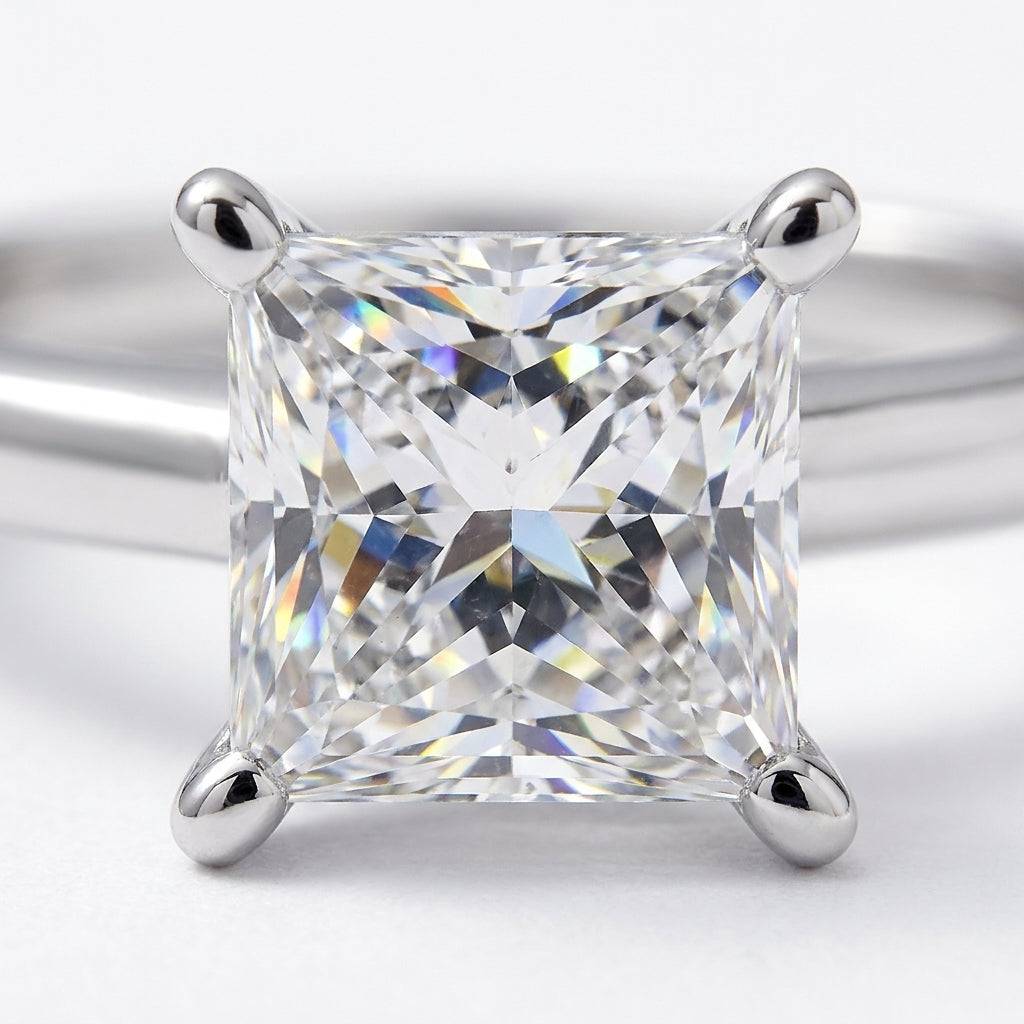 1.5 carat princess lab grown diamond engagement ring - macro sparkle