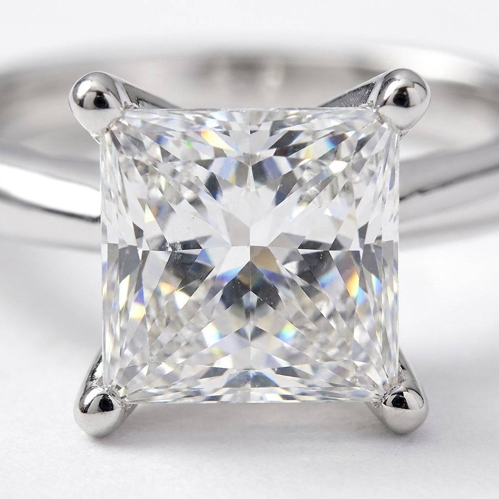 5 carat princess lab grown diamond engagement ring - macro sparkle