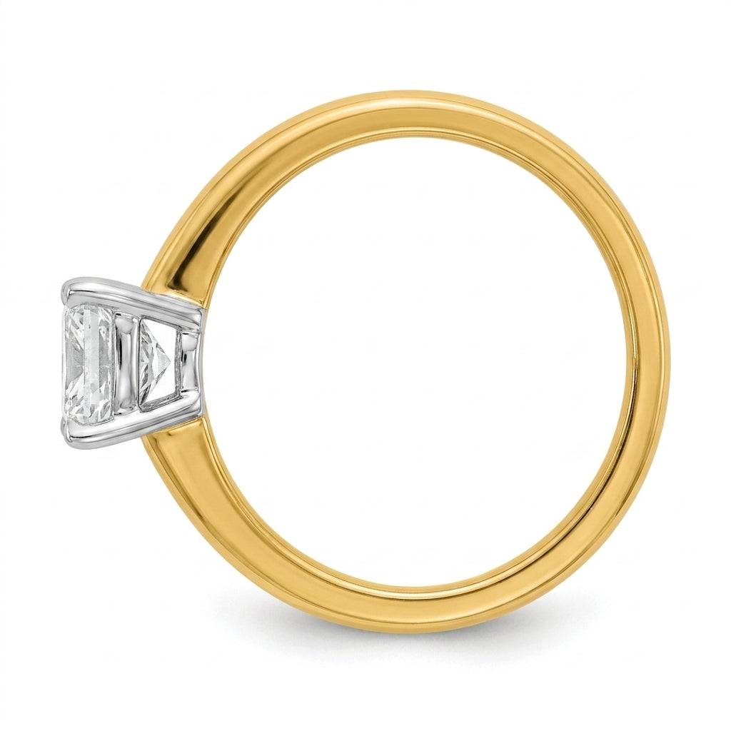 1 carat radiant lab grown diamond engagement ring - side profile