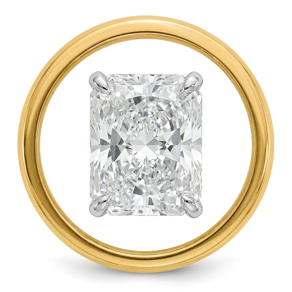 1 carat radiant lab grown diamond engagement ring - top down flat