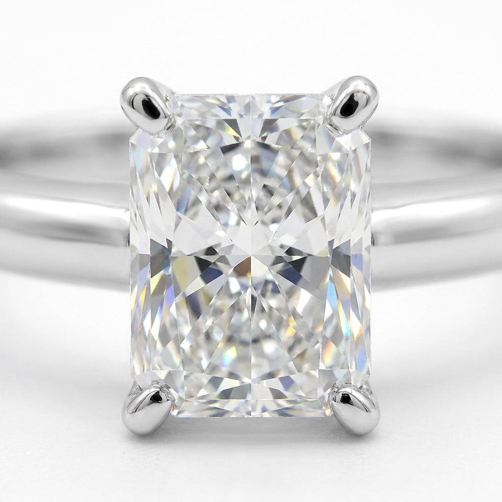 1 carat radiant lab grown diamond engagement ring - macro sparkle