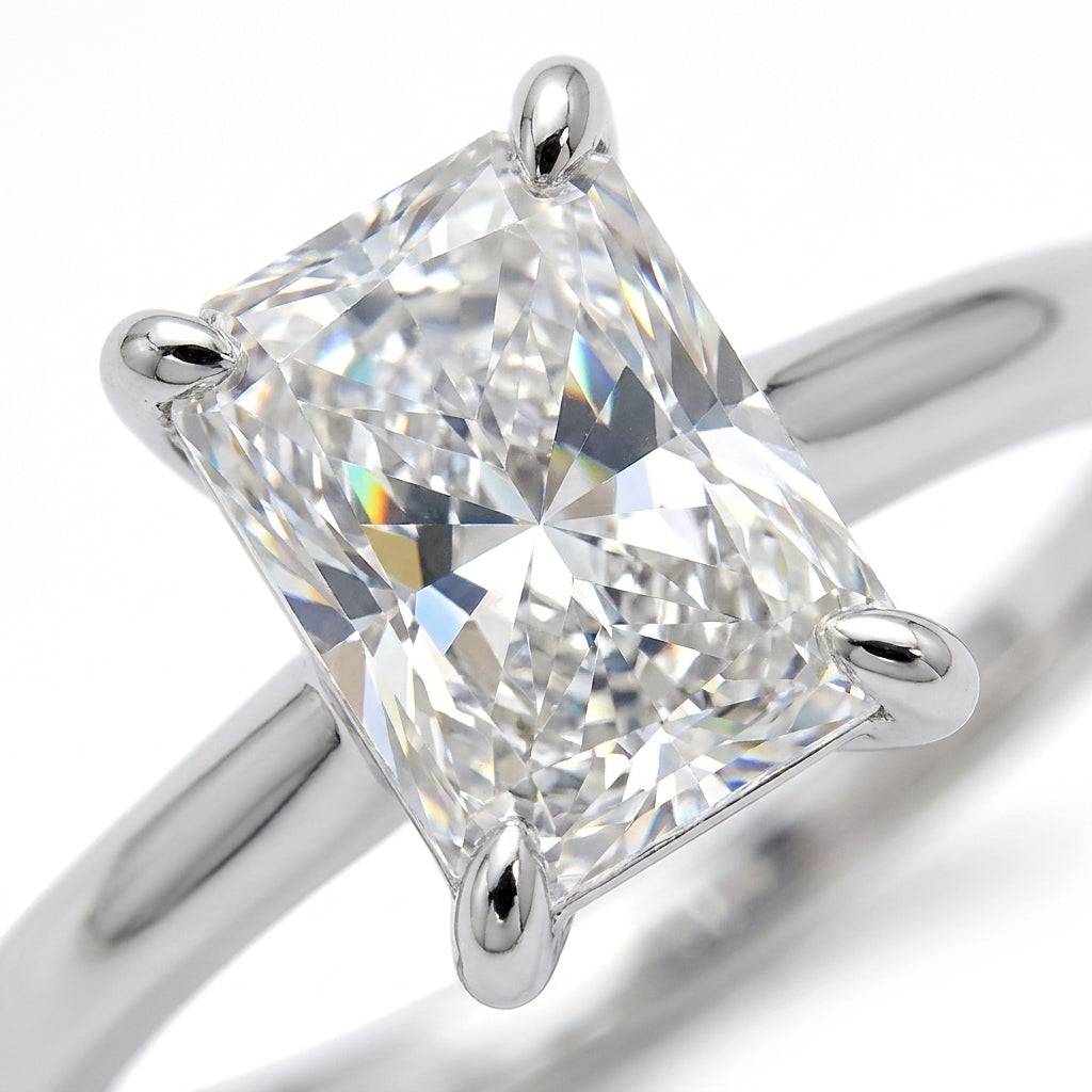1.5 carat radiant lab grown diamond engagement ring - macro sparkle