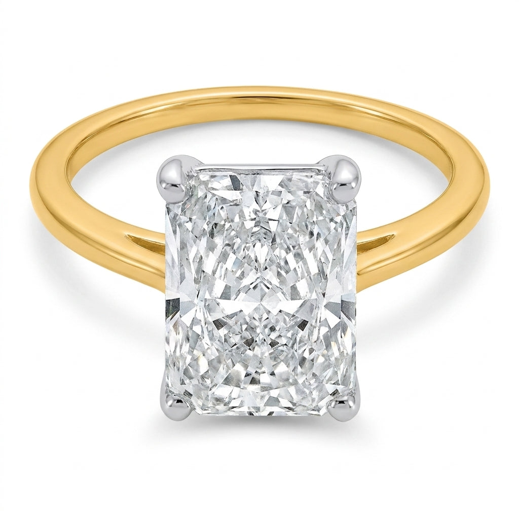 5 carat radiant lab grown diamond engagement ring - top down flat