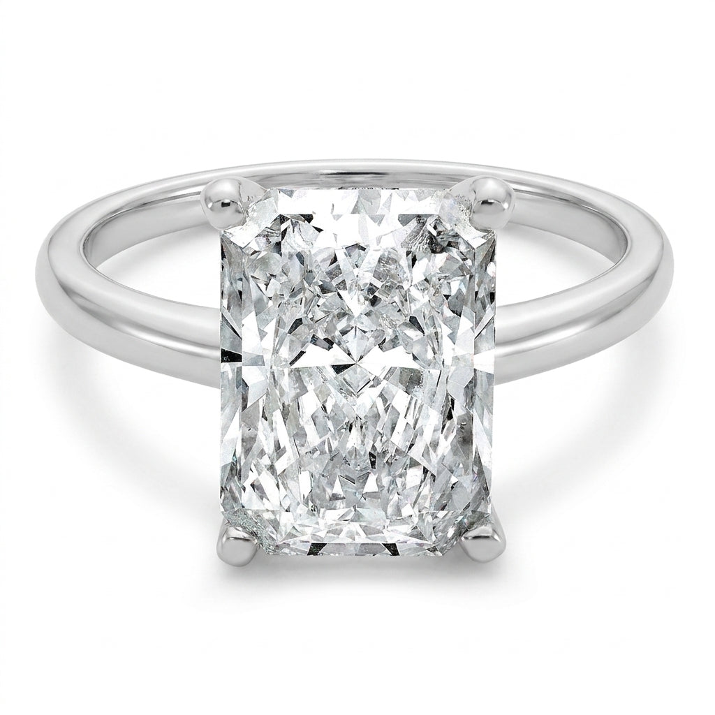 5 carat radiant lab grown diamond engagement ring - top down flat