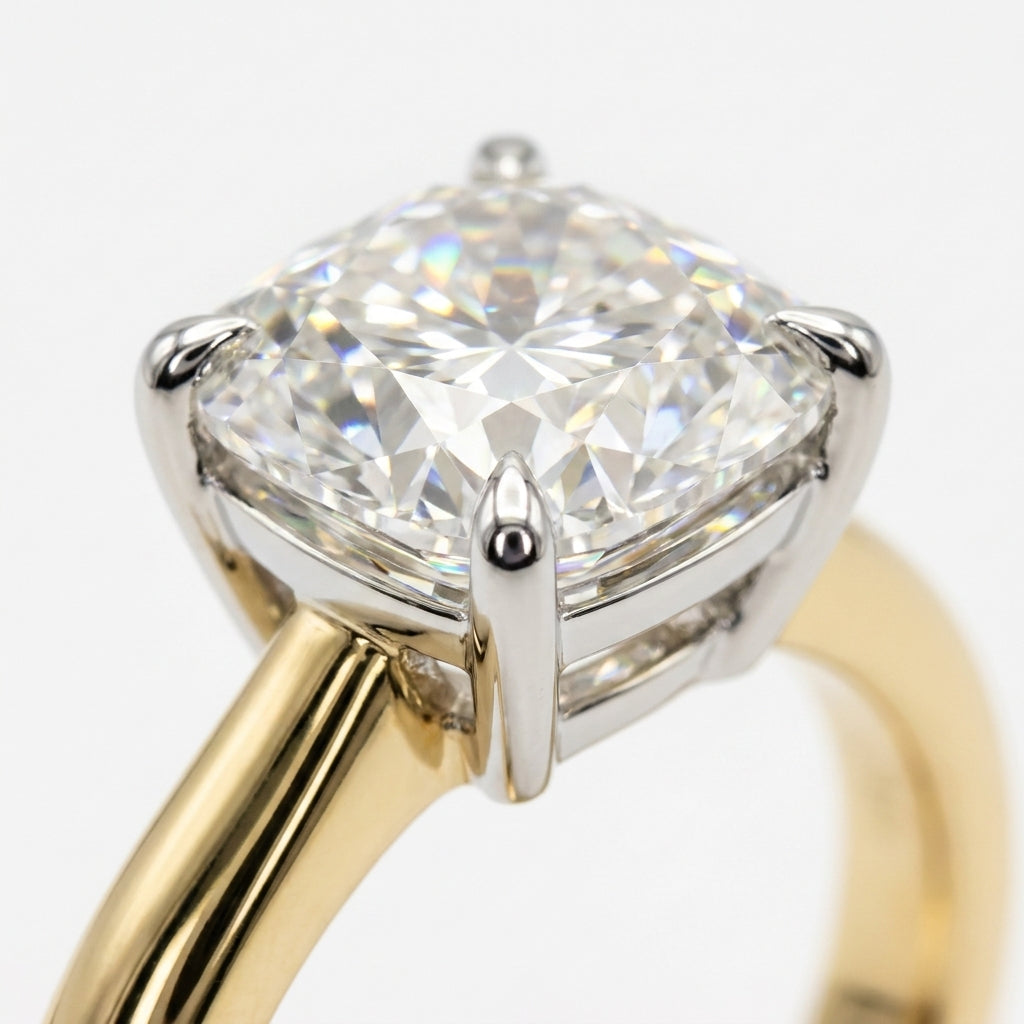 RM12842-250C-LD Cushion solitaire engagement ring macro-sparkle