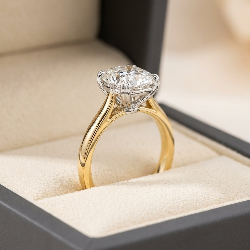 RM12843-100C Cushion solitaire engagement ring ring-in-box