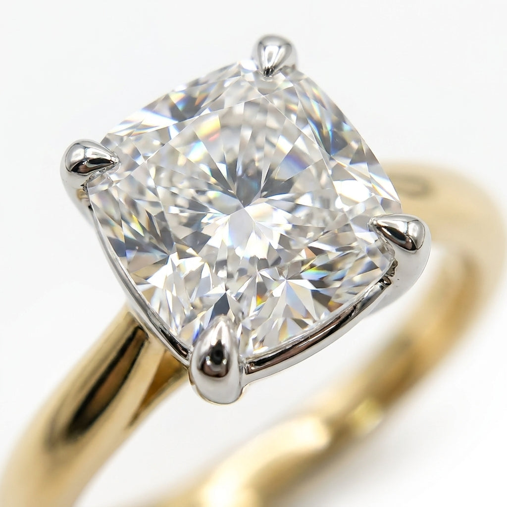 RM12843-250C-LD Cushion solitaire engagement ring macro-sparkle