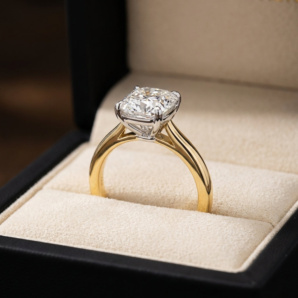 RM12843-350C-LD Cushion solitaire engagement ring ring-in-box