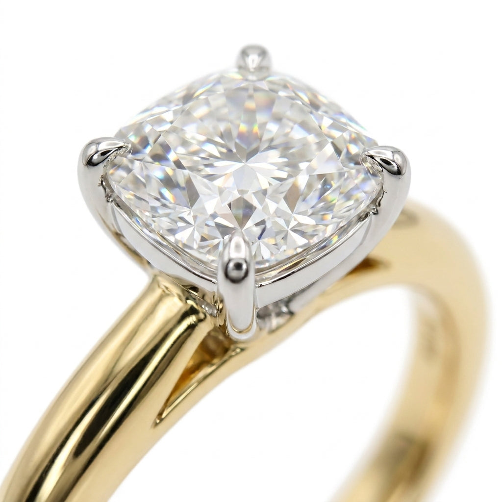 RM12843-400C-LD Cushion solitaire engagement ring macro-sparkle