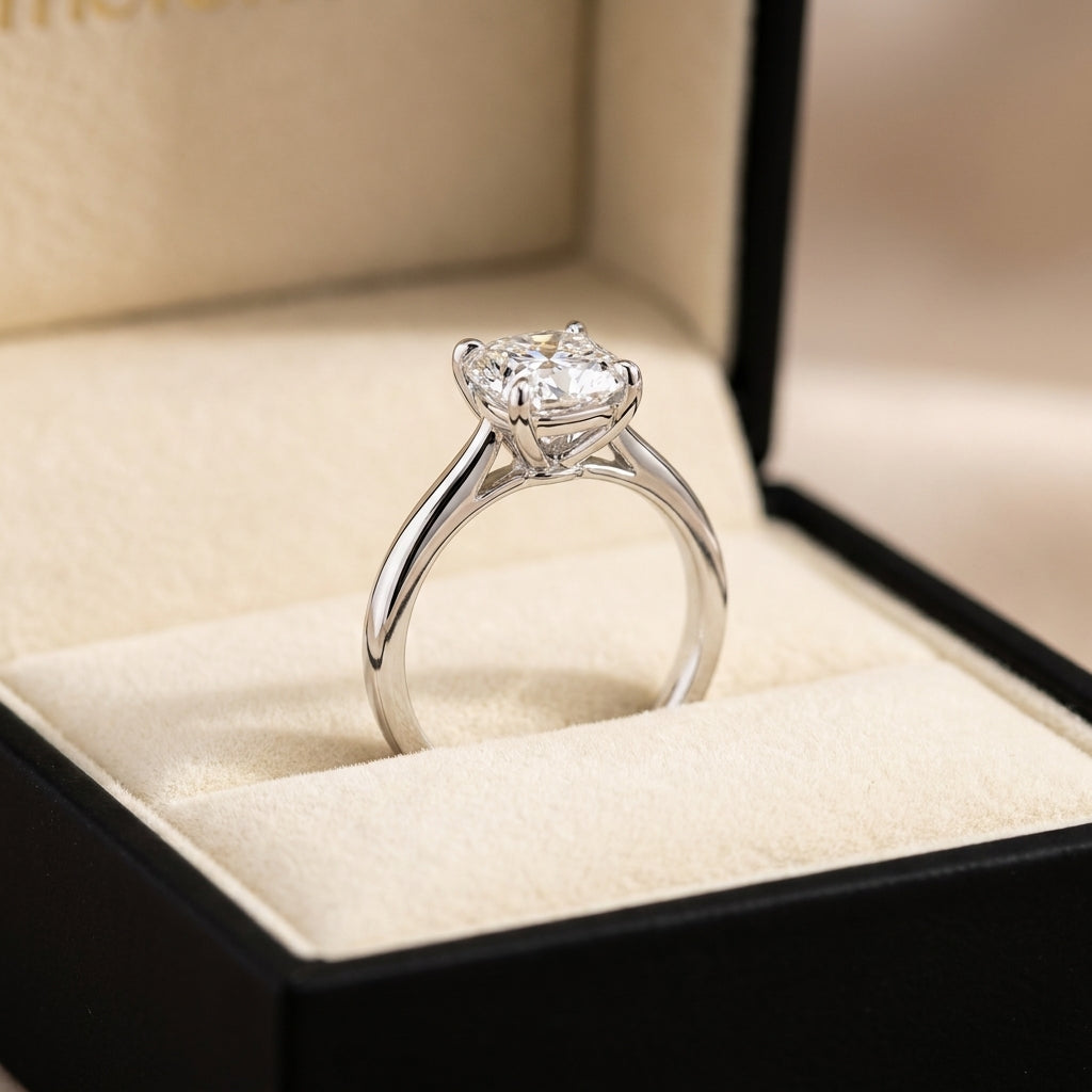 RM12844-400C-WLD Cushion solitaire engagement ring ring-in-box