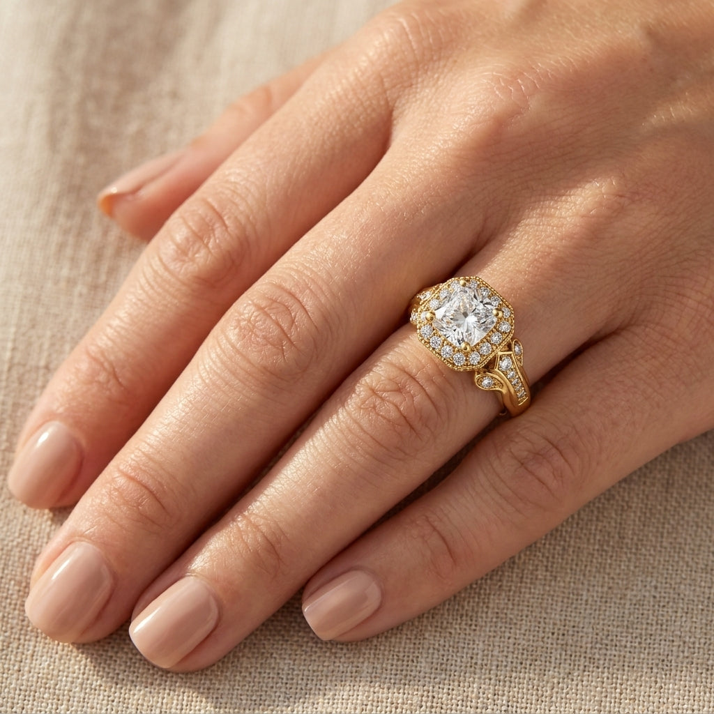 RM12980-250-LD Cushion halo engagement ring hand-model