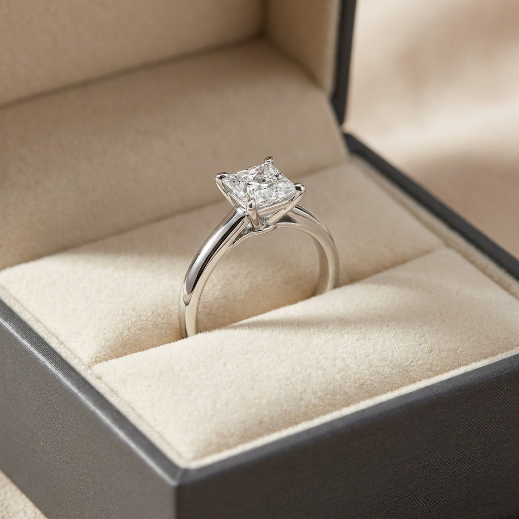 SOL-075P-0WLD Princess solitaire engagement ring ring-in-box