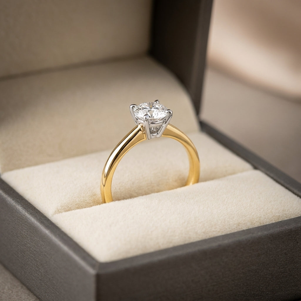 SOL-075R-0LD Round solitaire engagement ring ring-in-box