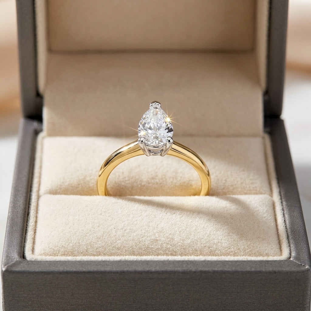 SOL-100PE-0LD Pear solitaire engagement ring ring-in-box