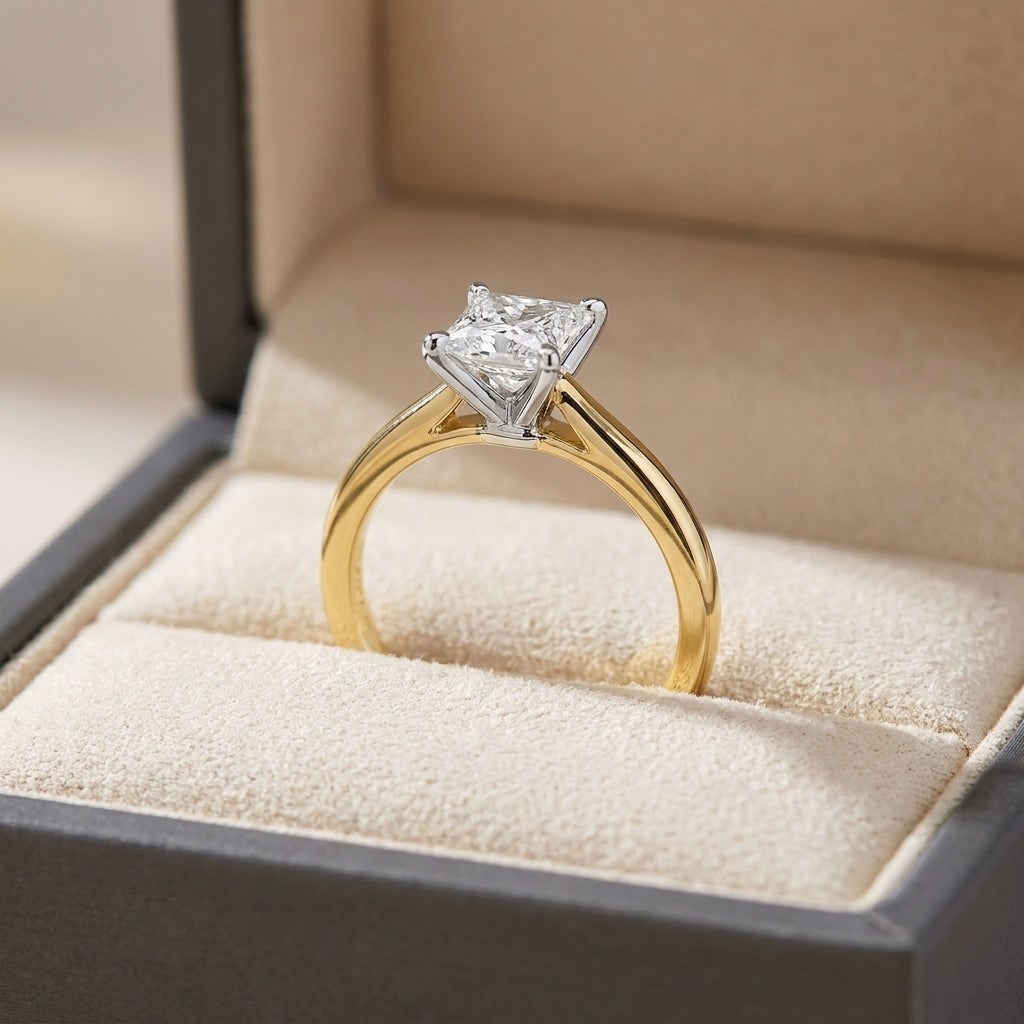 SOL-150P-0LD Princess solitaire engagement ring ring-in-box