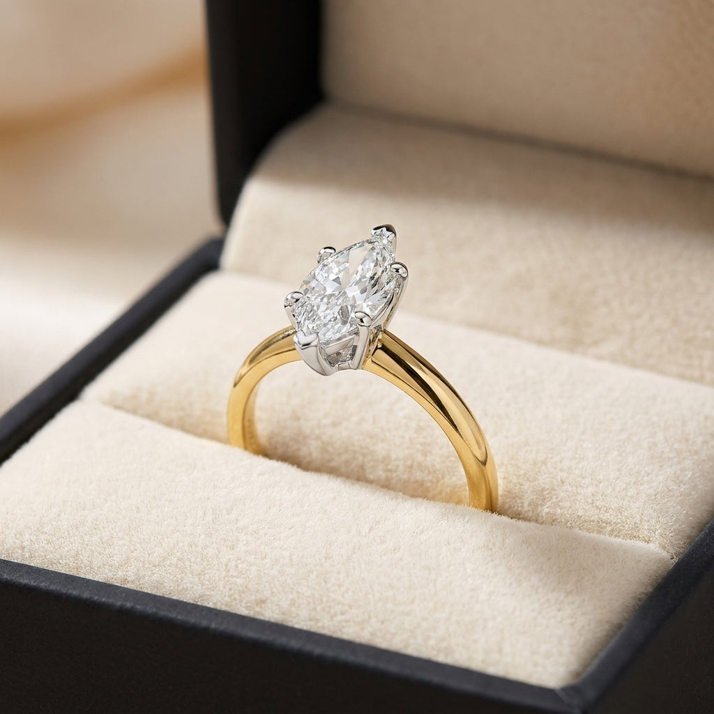 SOL-200MQ-0LD Marquise solitaire engagement ring ring-in-box