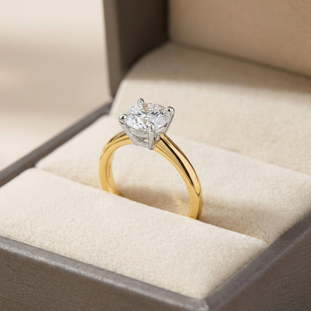 SOL-200R-0LD Round solitaire engagement ring ring-in-box