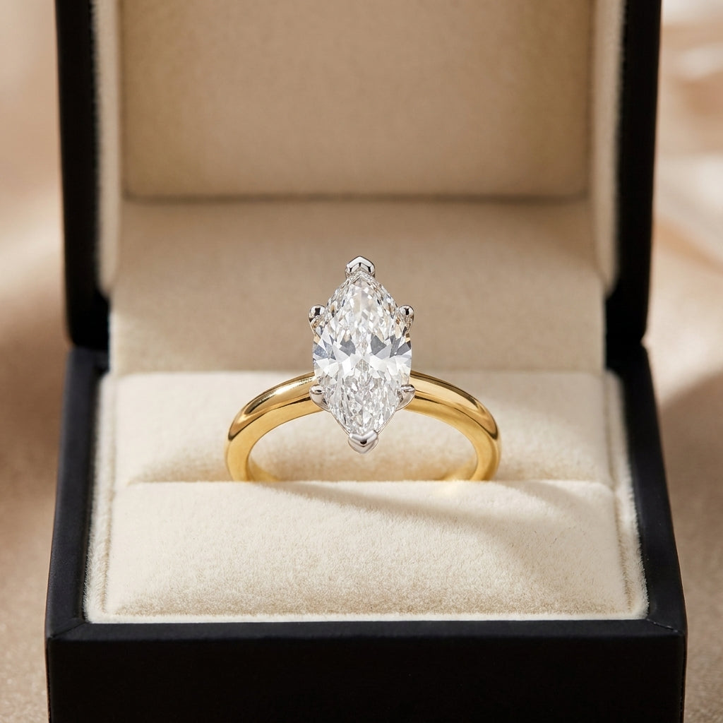 SOL-250MQ-0LD Marquise solitaire engagement ring ring-in-box