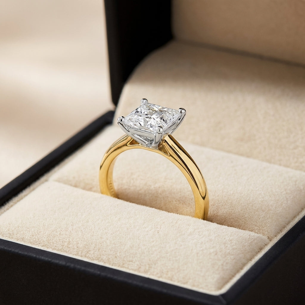 SOL-250P-0LD Princess solitaire engagement ring ring-in-box