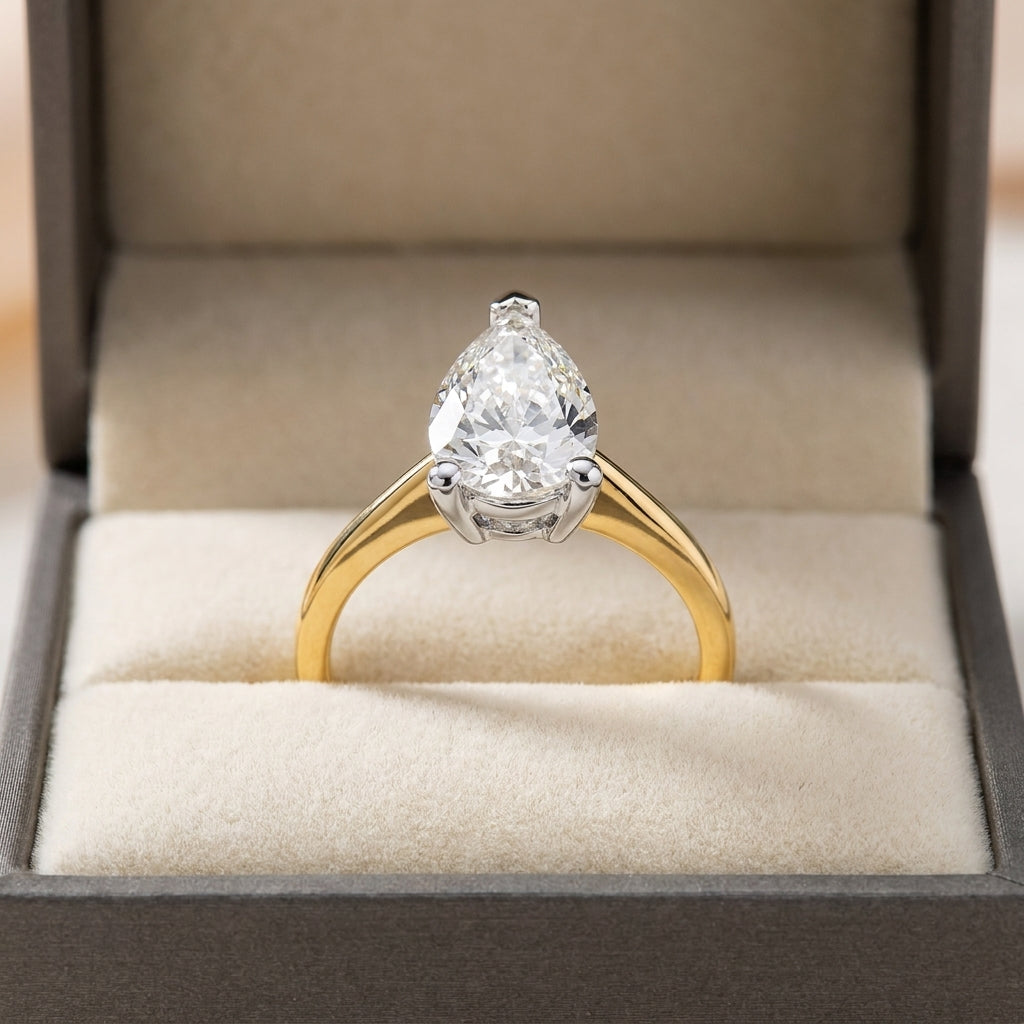 SOL-250PE-0LD Pear solitaire engagement ring ring-in-box