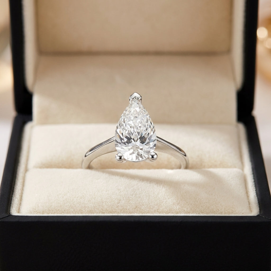 SOL-250PE-0WLD Pear solitaire engagement ring ring-in-box