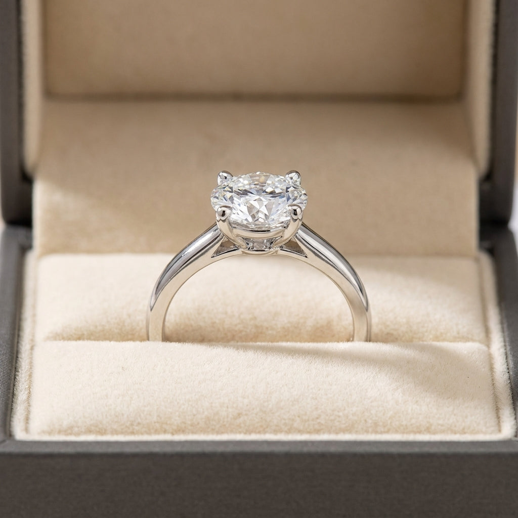 SOL-250R-0WLD Round solitaire engagement ring ring-in-box