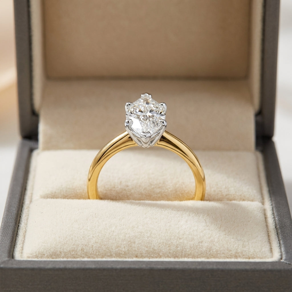 SOL-300MQ-0LD Marquise solitaire engagement ring ring-in-box