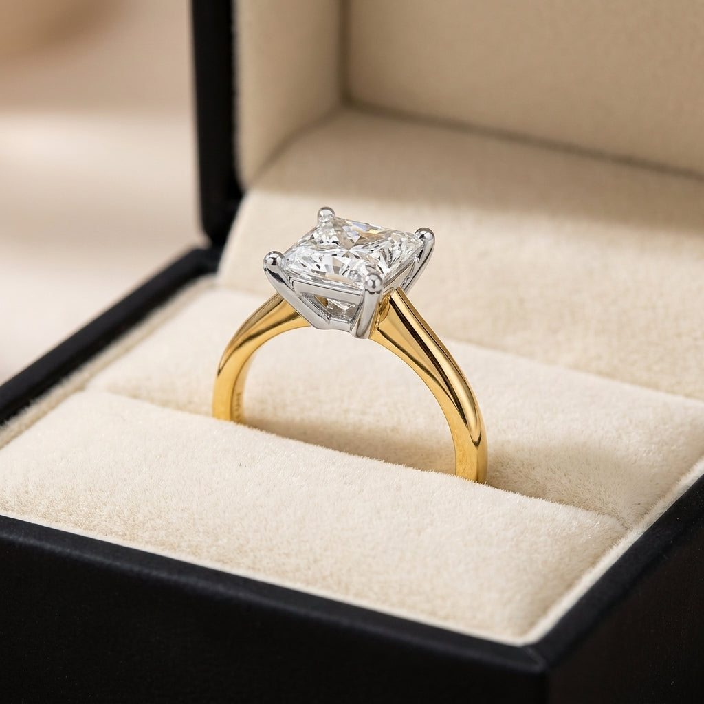 SOL-300P-0LD Princess solitaire engagement ring ring-in-box