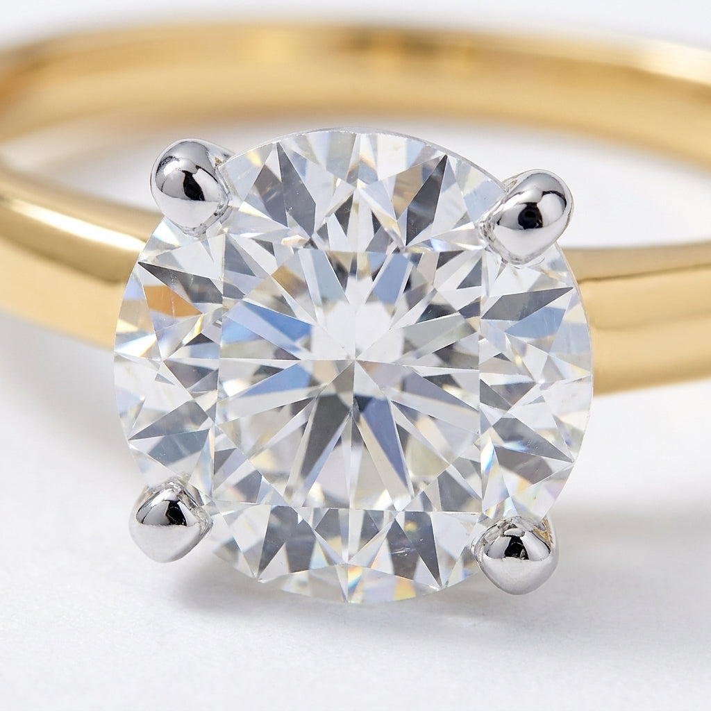 SOL-300R-0LD Round solitaire engagement ring macro-sparkle