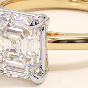 ESTHER asscher lab-grown diamond ring in 14K two-tone gold, setting close-up, approx. 1 ct center