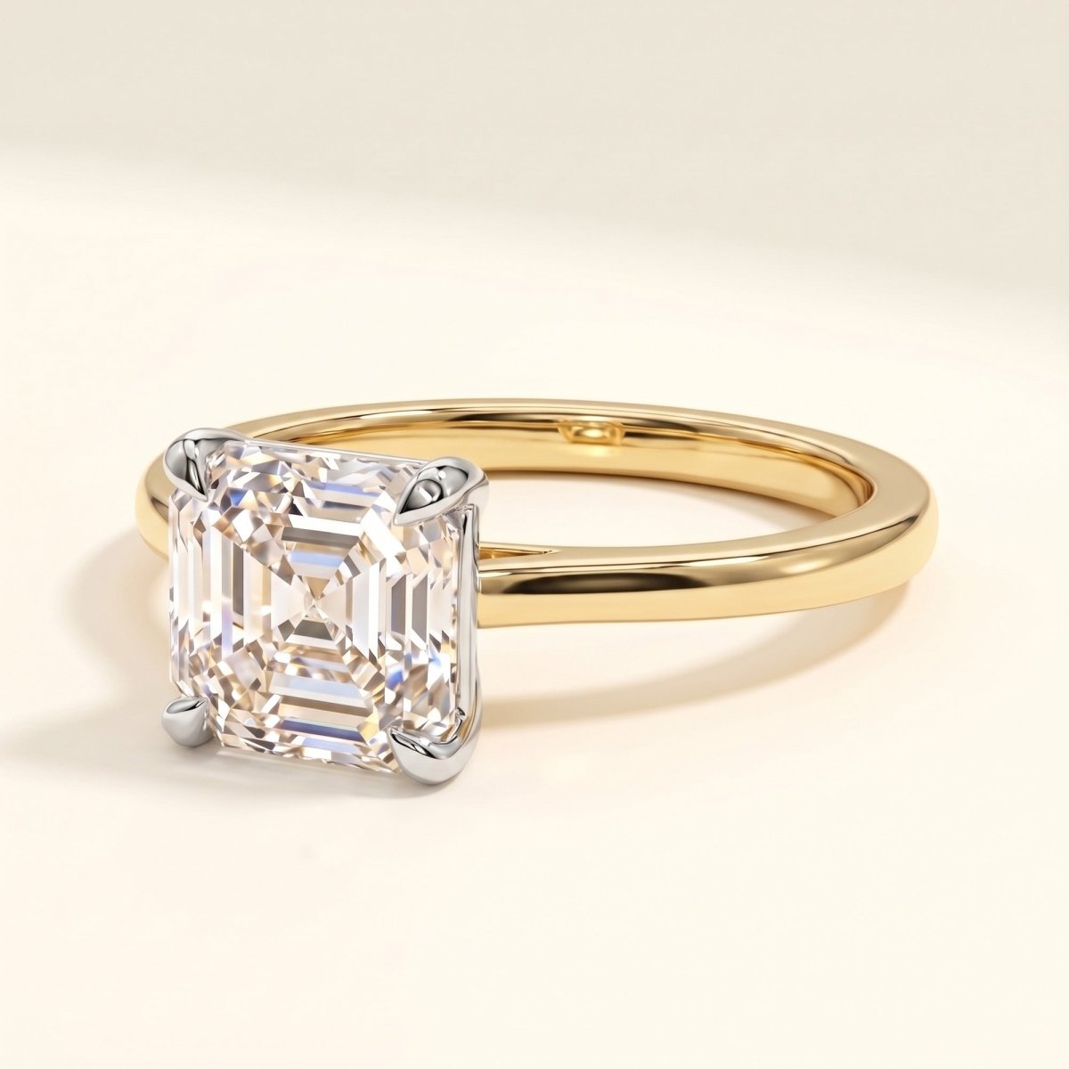 ESTHER asscher lab-grown diamond ring in 14K two-tone gold, studio hero, approx. 1 ct center