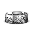 EUCHARIST Silver tungsten Christian wedding ring — angle 1
