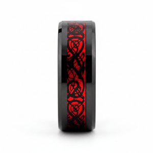 FIREFORGE — Front-facing straight-on view — men's tungsten wedding ring.