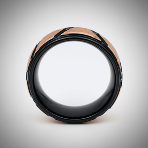 FISONE — Center-through axial view — men's tungsten wedding ring.