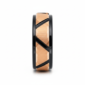 FISONE — Front-facing straight-on view — men's tungsten wedding ring.