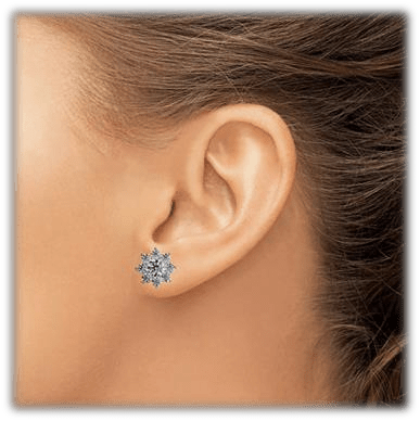 Floral Diamond Stud Earrings 925 silver lab grown diamond earrings authentic supplier lifestyle photograph