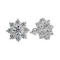 Floral lab-grown diamond stud earrings in sterling silver, studio hero photo