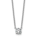 Four Prong Round Diamond Solitaire Necklace, silver, lab grown diamonds, studio view 0.50 ct