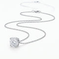 Four Prong Round Diamond Solitaire Necklace 925 silver lab grown diamond necklace studio photo