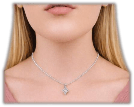 Four Stone Round Diamond Pendant With Chain 925 silver lab grown diamond pendant authentic supplier lifestyle photograph