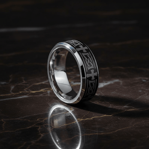 GARROS — detail view — men's tungsten carbide wedding ring | Aydins Jewelry