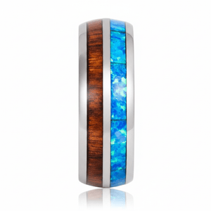GENIE — Front-facing straight-on view — men's tungsten wedding ring.