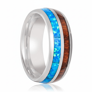 GENIE — Hero product shot — men's tungsten wedding ring.