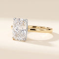 GEORGIA elongated cushion lab-grown diamond ring in 14K two-tone gold, studio hero, approx. 1 ct center
